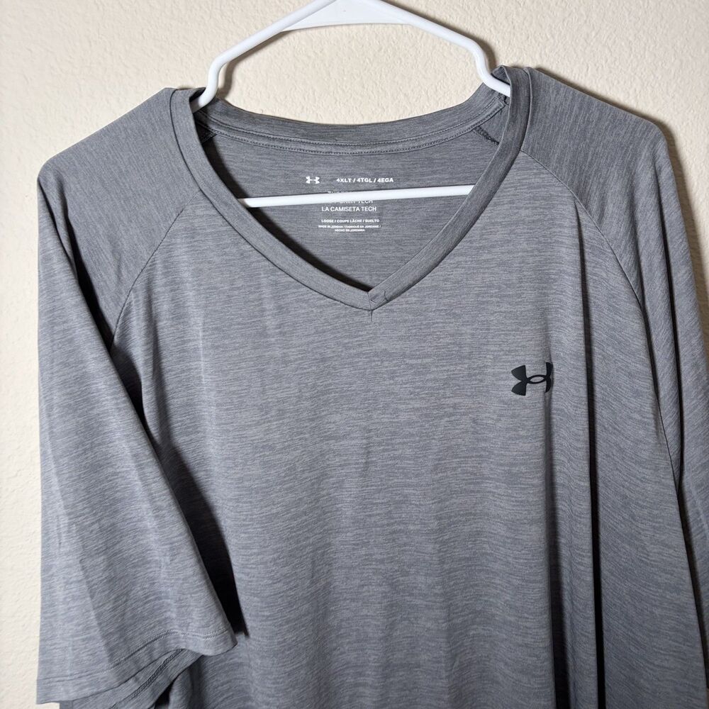 Under Armour T-Shirt Men's 4XL Tall The Tech Tee Gray Short Sleeve V-Neck - Picture 3 of 7